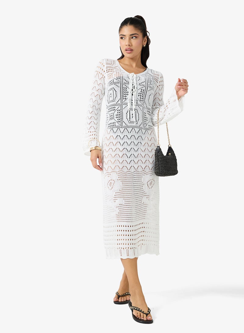 جينجر فستان شاطئ كروشيه بتفاصيل ربط - Image 4